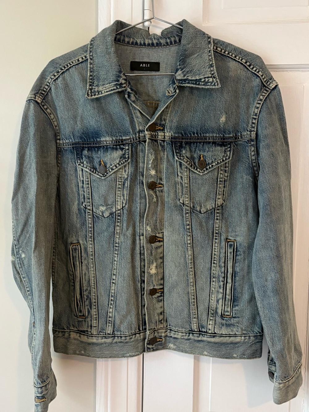 Able Light Blue Distressed Denim Jacket